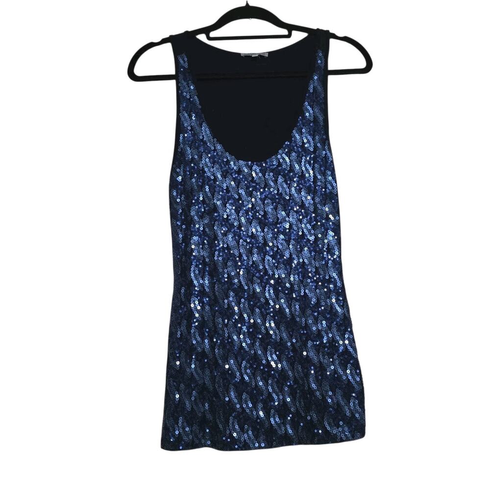 Vtg Y2K Blue Sequin Tank Top Women M Fairycore Whimsigoth Grunge Charlotte Russe
